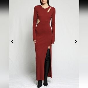 The Range Mass Rib Carved Midi Dress in Red